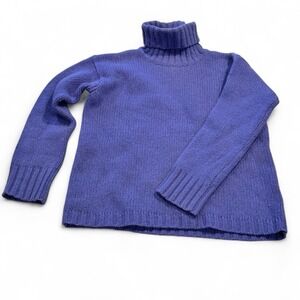 J Crew Womens Sweater XSP Periwinkle Blue Turtleneck 100% Wool Hong Kong 90s